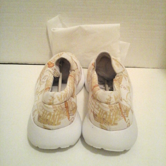 Gold and White Noneillah Men Music Note Slip-Ons